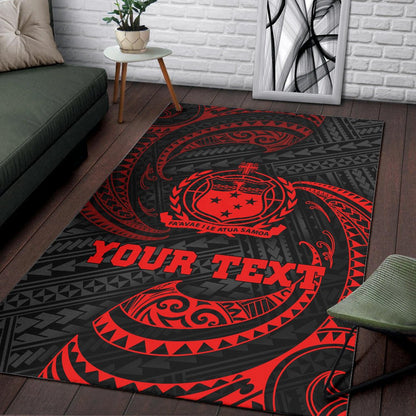 Samoa Polynesian Custom Personalised Area Rug - Red Tribal Wave-Myprintsy