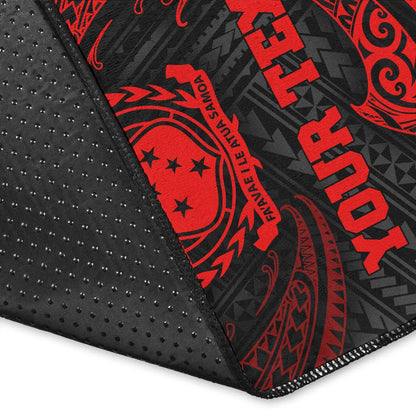 Samoa Polynesian Custom Personalised Area Rug - Red Tribal Wave-Myprintsy