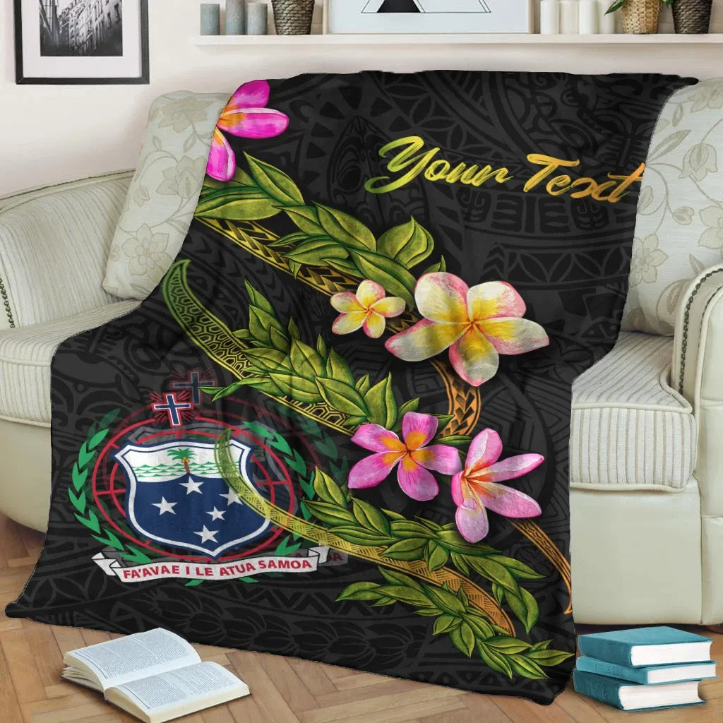 Samoa Polynesian Custom Personalised Blanket - Plumeria Tribal-Myprintsy