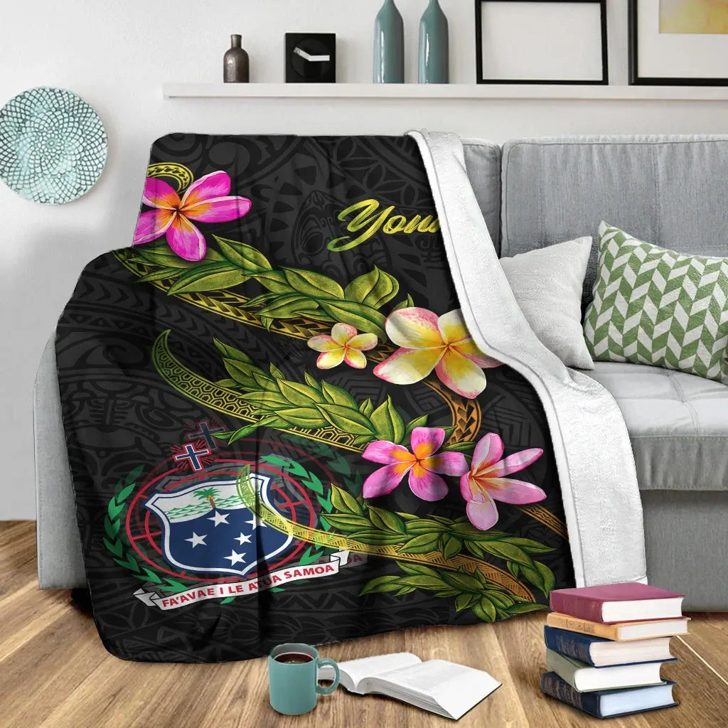 Samoa Polynesian Custom Personalised Blanket - Plumeria Tribal-Myprintsy