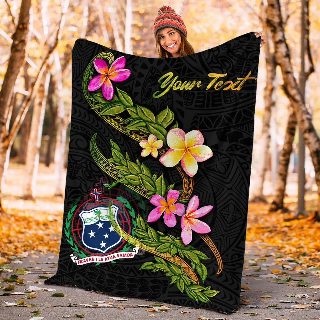 Samoa Polynesian Custom Personalised Blanket - Plumeria Tribal-Myprintsy
