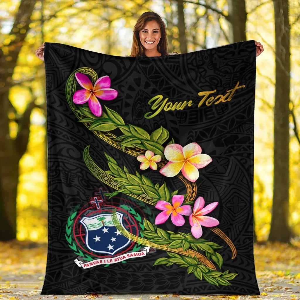 Samoa Polynesian Custom Personalised Blanket - Plumeria Tribal-Myprintsy