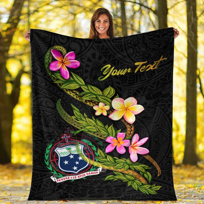 Samoa Polynesian Custom Personalised Blanket - Plumeria Tribal-Myprintsy