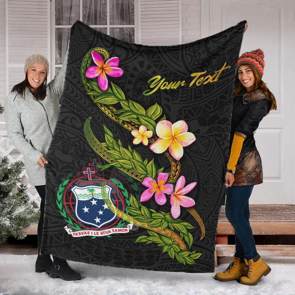 Samoa Polynesian Custom Personalised Blanket - Plumeria Tribal-Myprintsy