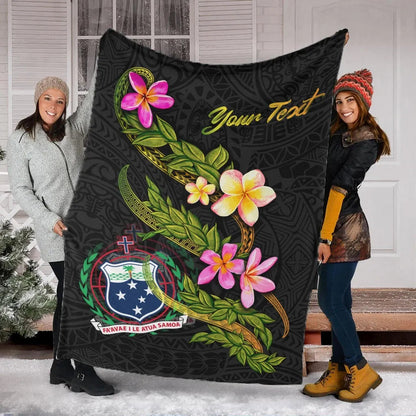 Samoa Polynesian Custom Personalised Blanket - Plumeria Tribal-Myprintsy