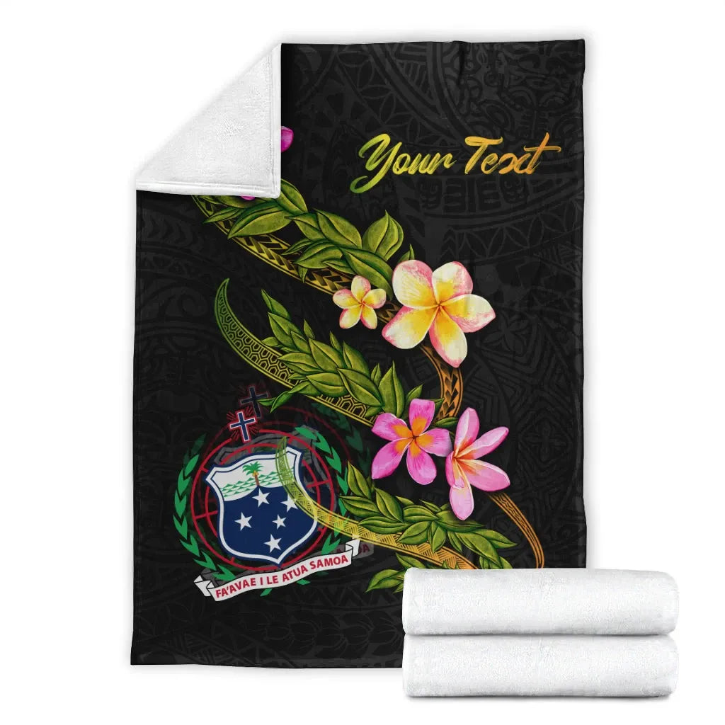 Samoa Polynesian Custom Personalised Blanket - Plumeria Tribal-Myprintsy