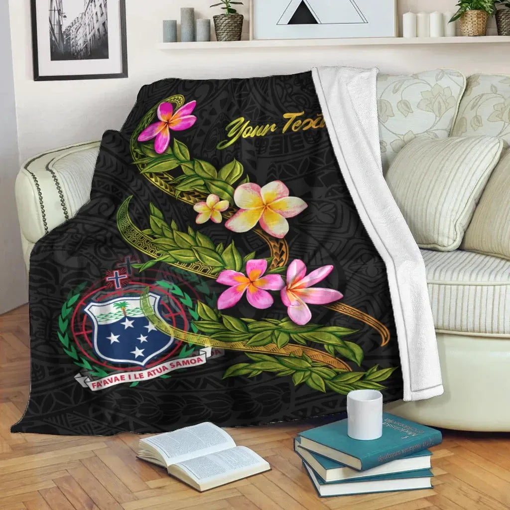 Samoa Polynesian Custom Personalised Blanket - Plumeria Tribal-Myprintsy