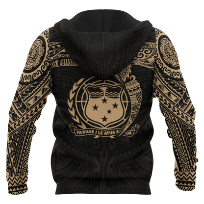 Samoa Polynesian Hoodie - Gold Heart Shield-Myprintsy