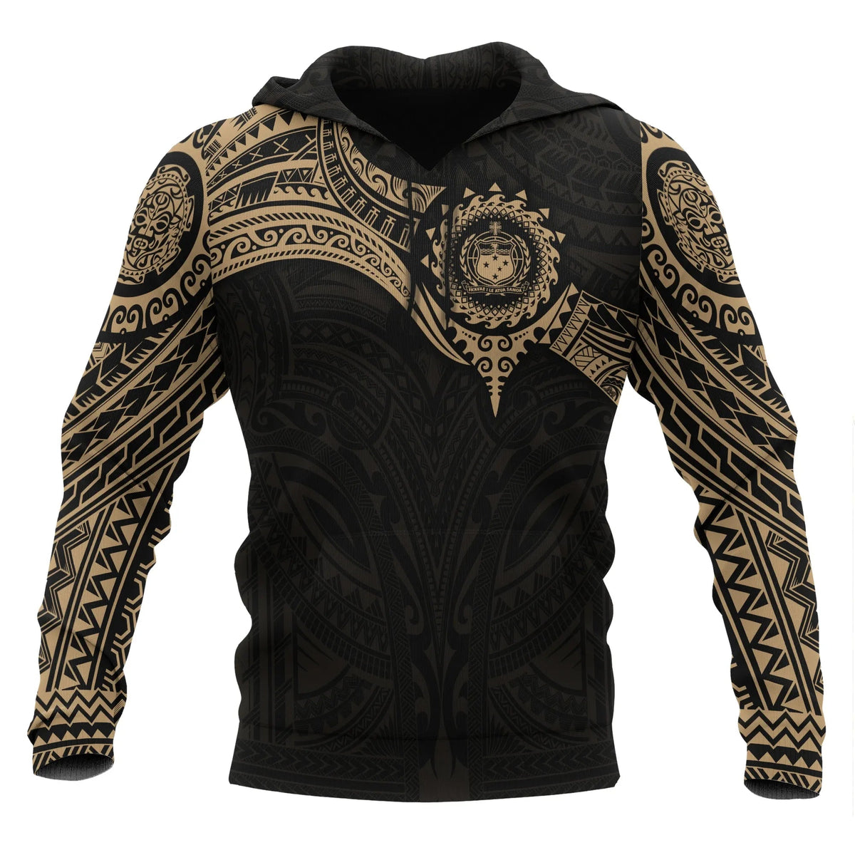 Samoa Polynesian Hoodie - Gold Heart Shield-Myprintsy