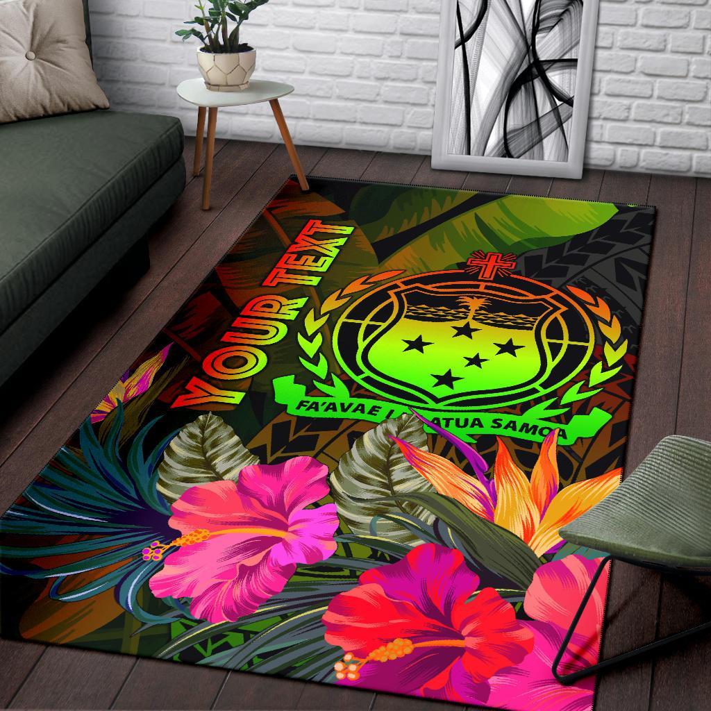 Samoa Polynesian Personalised Area Rug - Hibiscus and Banana Leaves-Myprintsy