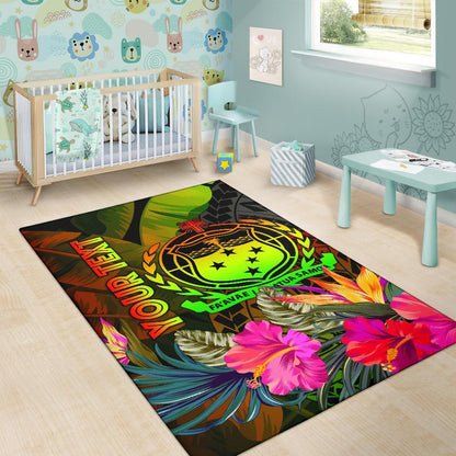 Samoa Polynesian Personalised Area Rug - Hibiscus and Banana Leaves-Myprintsy