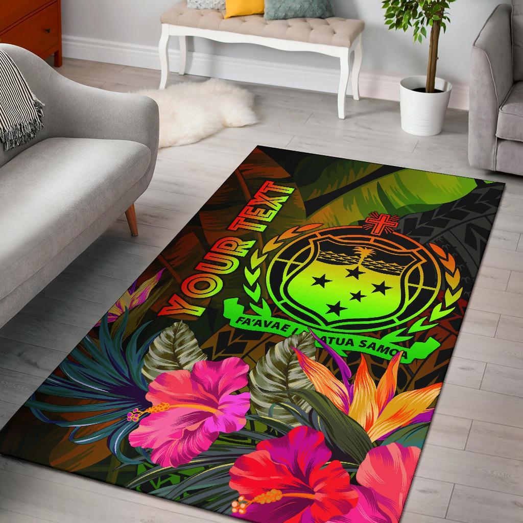 Samoa Polynesian Personalised Area Rug - Hibiscus and Banana Leaves-Myprintsy