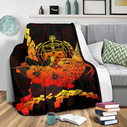 Samoa Polynesian Premium Blanket - Swordfish With Hibiscus-Myprintsy