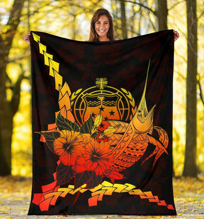 Samoa Polynesian Premium Blanket - Swordfish With Hibiscus-Myprintsy