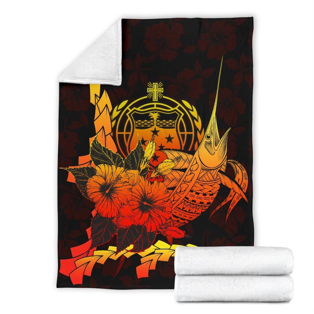 Samoa Polynesian Premium Blanket - Swordfish With Hibiscus-Myprintsy