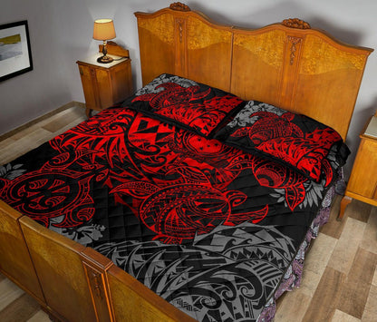Samoa Polynesian Quilt Bed Set - Red Turtle Flowing-Myprintsy