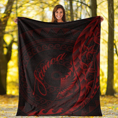 Samoa Premium Blanket - Polynesian Pattern Style Red Color-Myprintsy