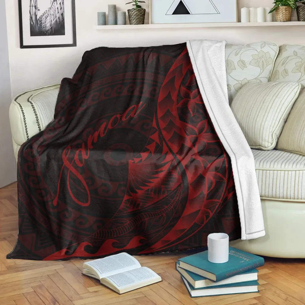 Samoa Premium Blanket - Polynesian Pattern Style Red Color-Myprintsy