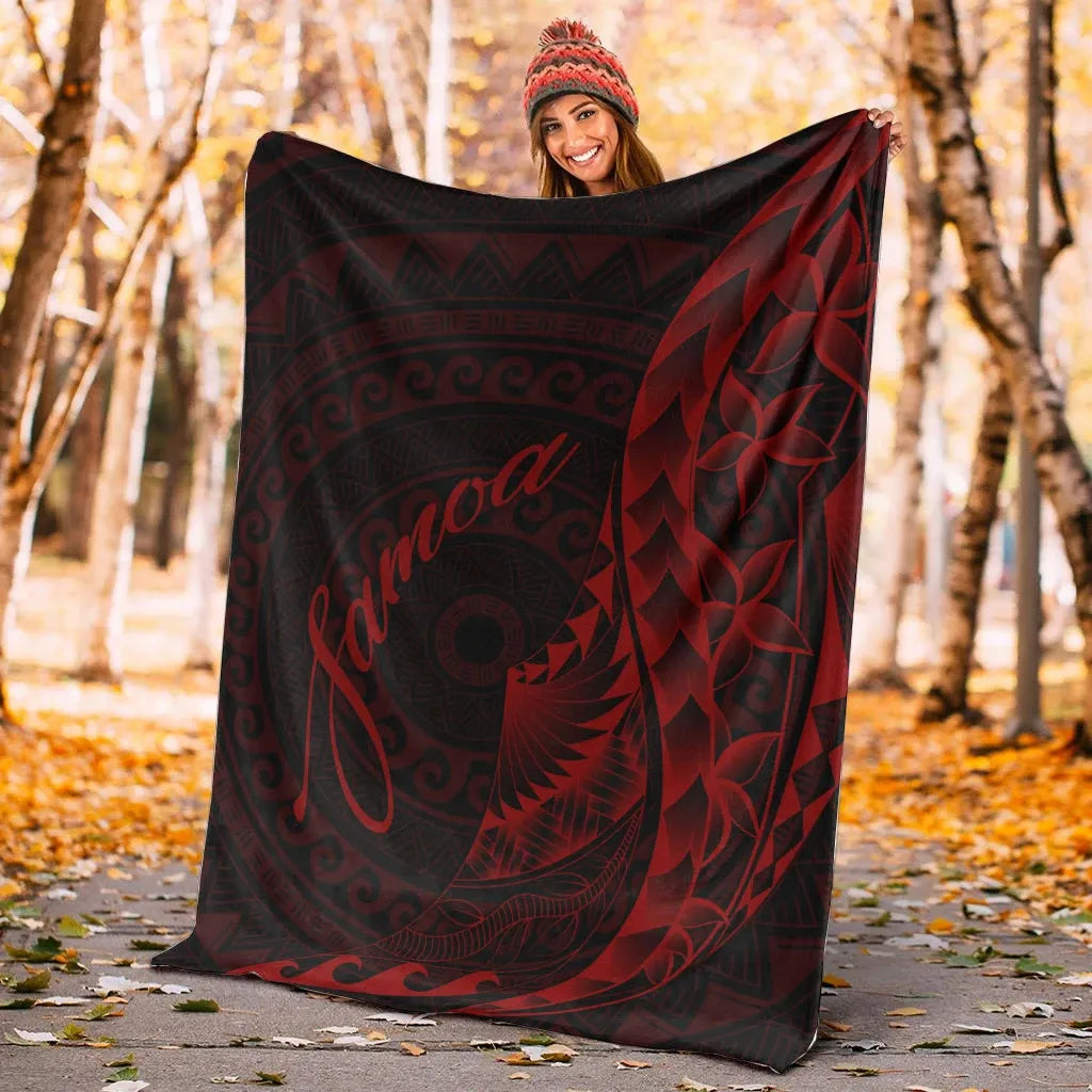 Samoa Premium Blanket - Polynesian Pattern Style Red Color-Myprintsy