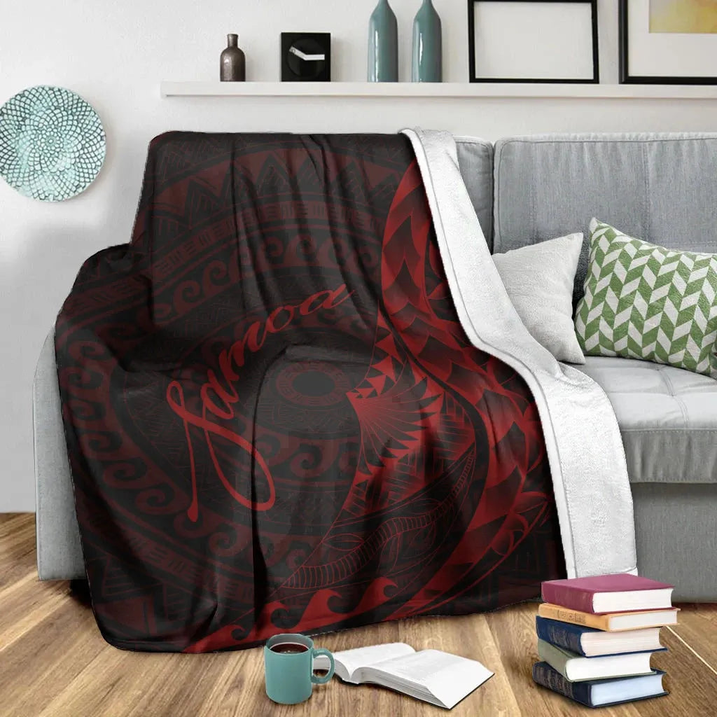 Samoa Premium Blanket - Polynesian Pattern Style Red Color-Myprintsy