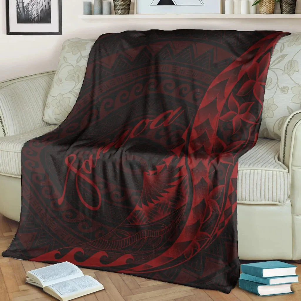Samoa Premium Blanket - Polynesian Pattern Style Red Color-Myprintsy