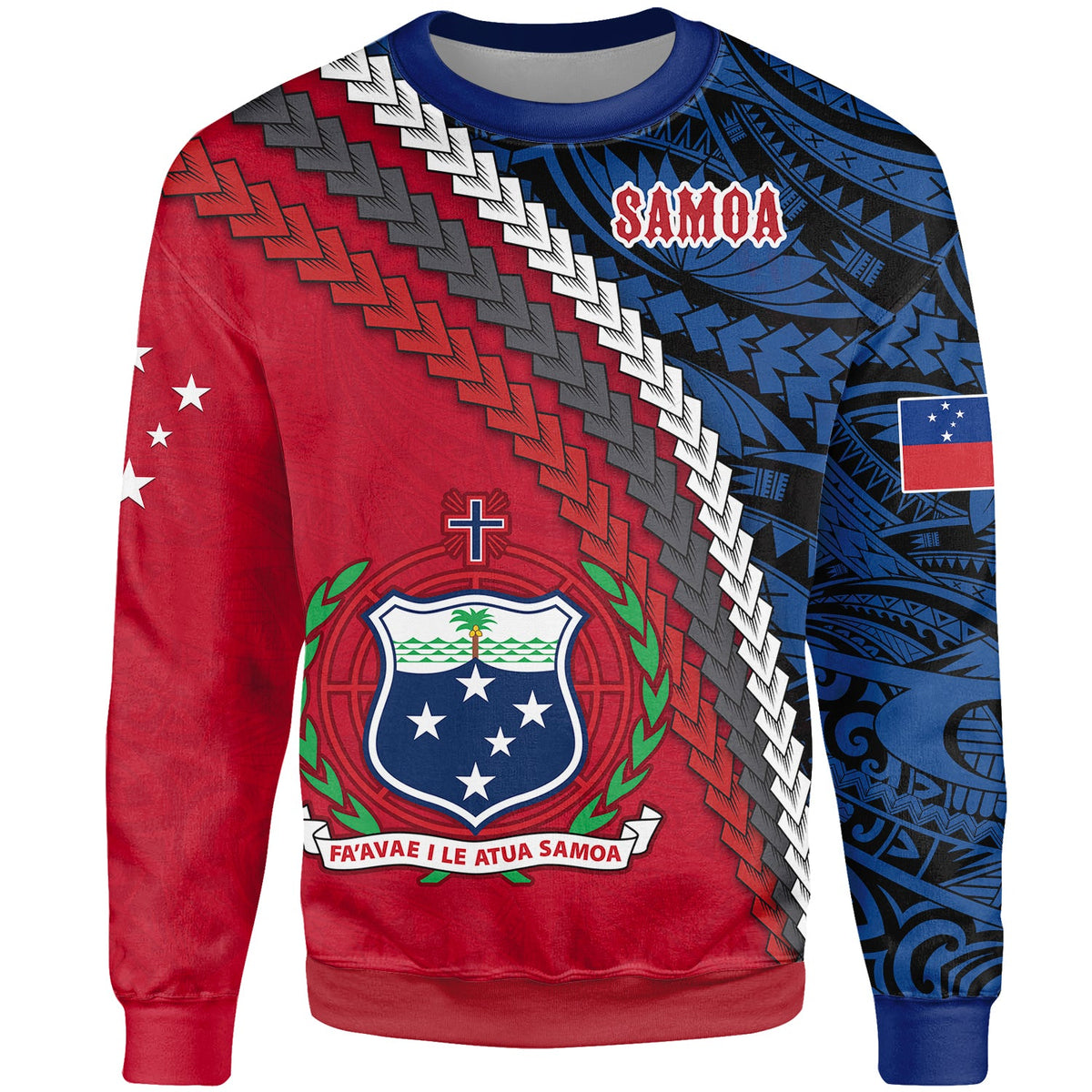Samoa Sweatshirt - Samoa Coat Of Arms With Polynesian Tribal Flag Style-Myprintsy