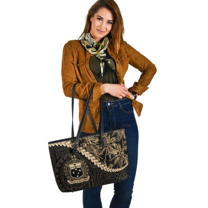 Samoa Leather Tote Bag Coconut Tree Style