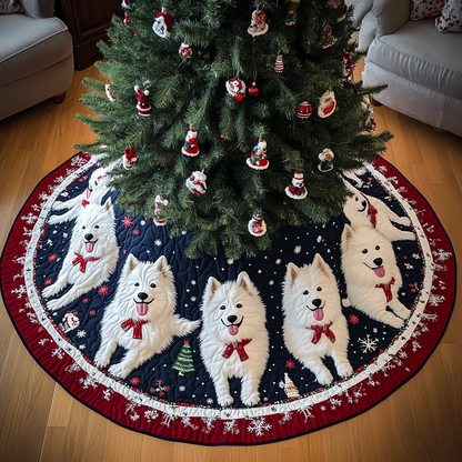 Samoyed Christmas Charm Christmas Quilted Tree Skirt VTQ-Myprintsy