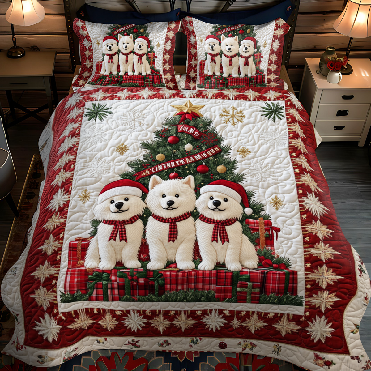 Samoyed Love -Piece Quilted Bedding Set VH VTQ-Myprintsy