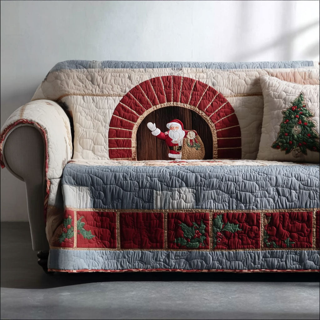 Santa Brick Cottage Quilted Sofa Cover VTQ-Myprintsy