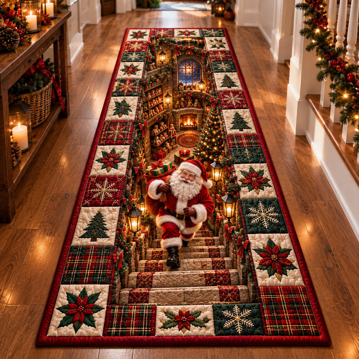 Santa Christmas Stairway Runner Carpet VTQ-Myprintsy