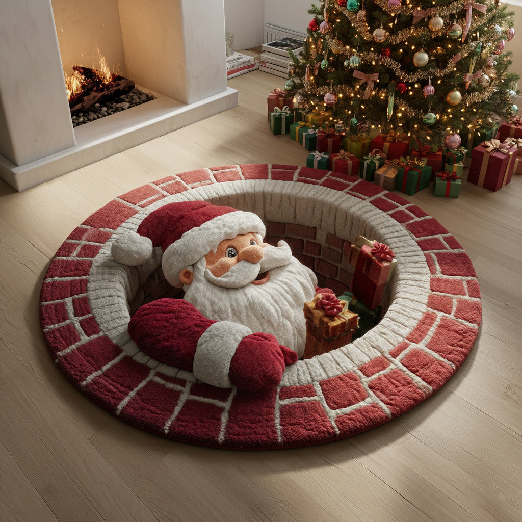 Santa Claus Hearth Mirage Round Carpet VTQ-Myprintsy