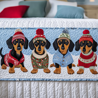 Santa Dachshund Quilted Bed Runner VTQ-Myprintsy