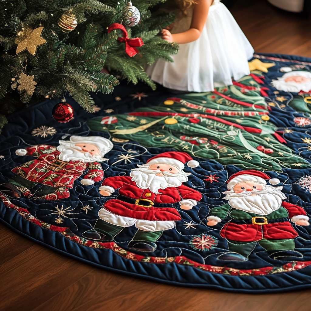 Santa Delight Quilted Christmas Tree Skirt VTQ-Myprintsy