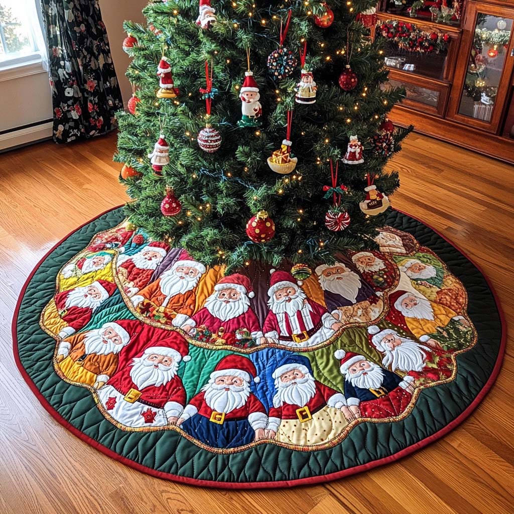 Santa Gathering Christmas Quilted Tree Skirt VTQ-Myprintsy