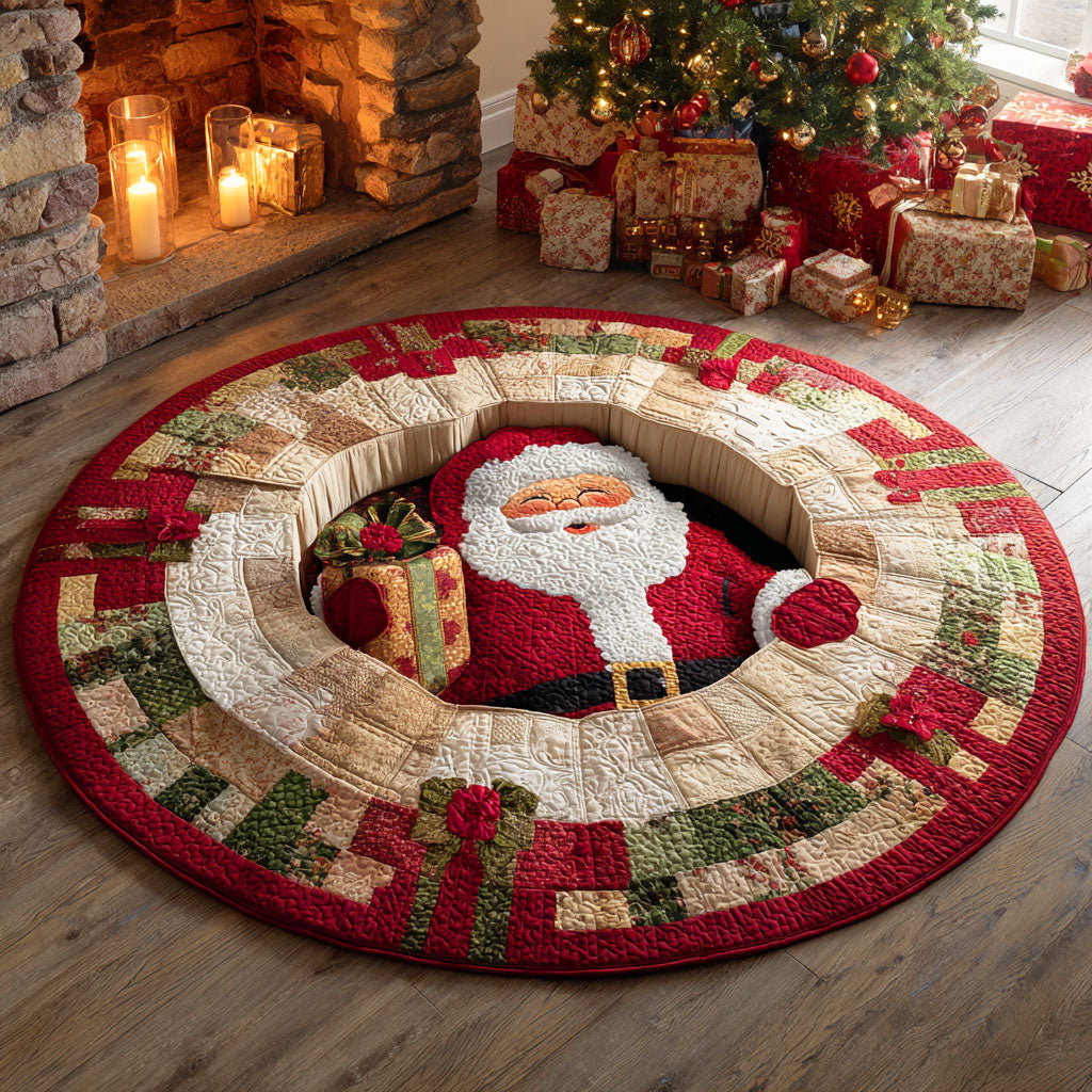 Santa Gift Box Quilted Round Mat VTQ-Myprintsy