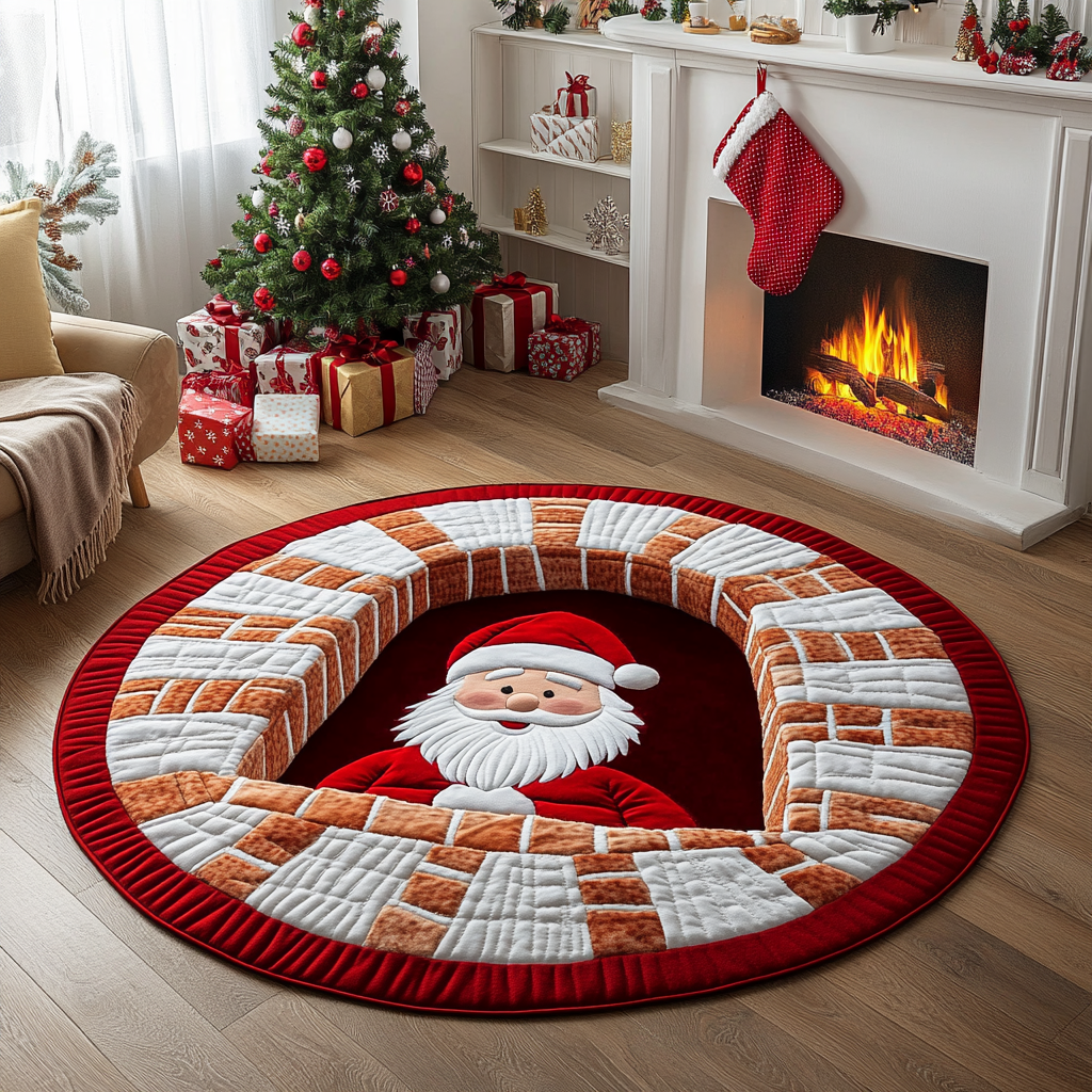 Santa Gift Quilted Round Mat VTQ-Myprintsy