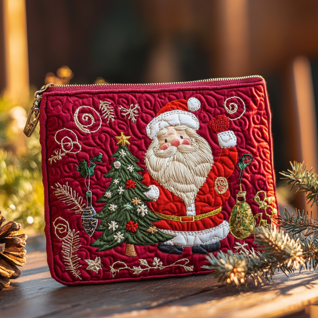 Santa Gift Quilted Zipper Pouch VTQ-Myprintsy