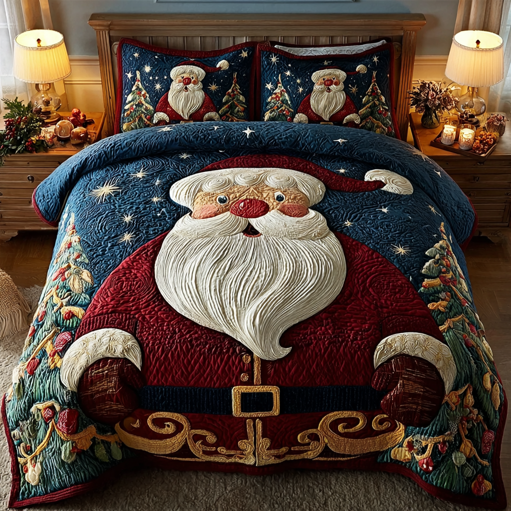 Santa Glow -Piece Quilted Bedding Set VTQ-Myprintsy