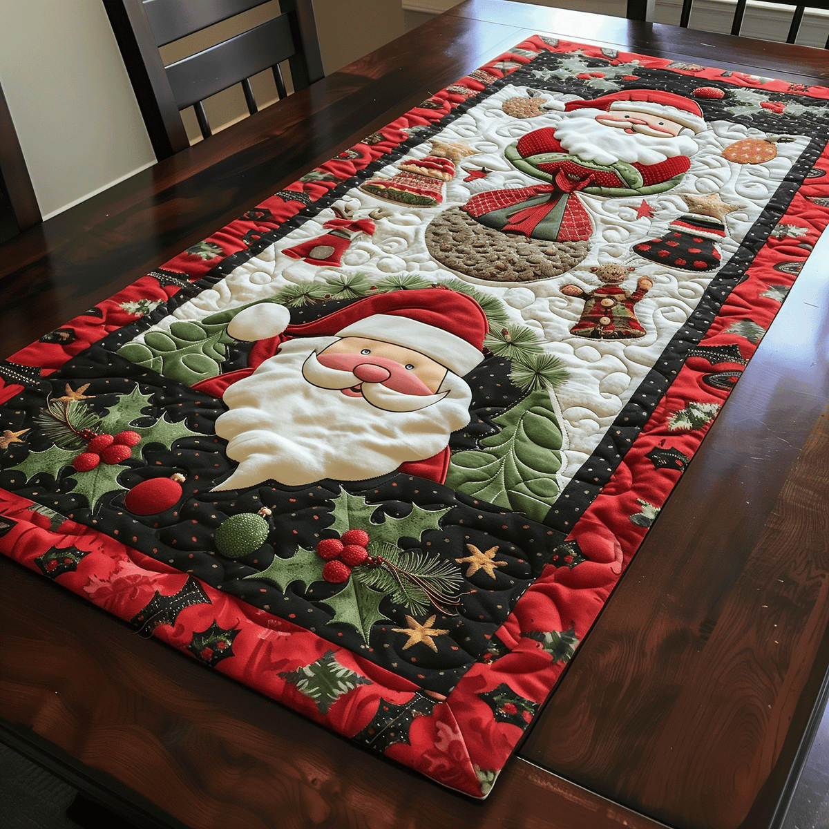 Santa Holiday Magic Quilted Table Runner VTQ-Myprintsy