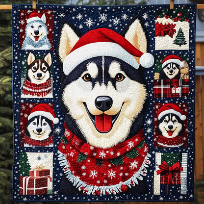 Santa Husky Bliss Quilted Blanket VTQ-Myprintsy