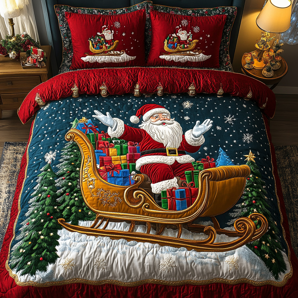 Santa Joy -Piece Quilted Bedding Set VTQ-Myprintsy