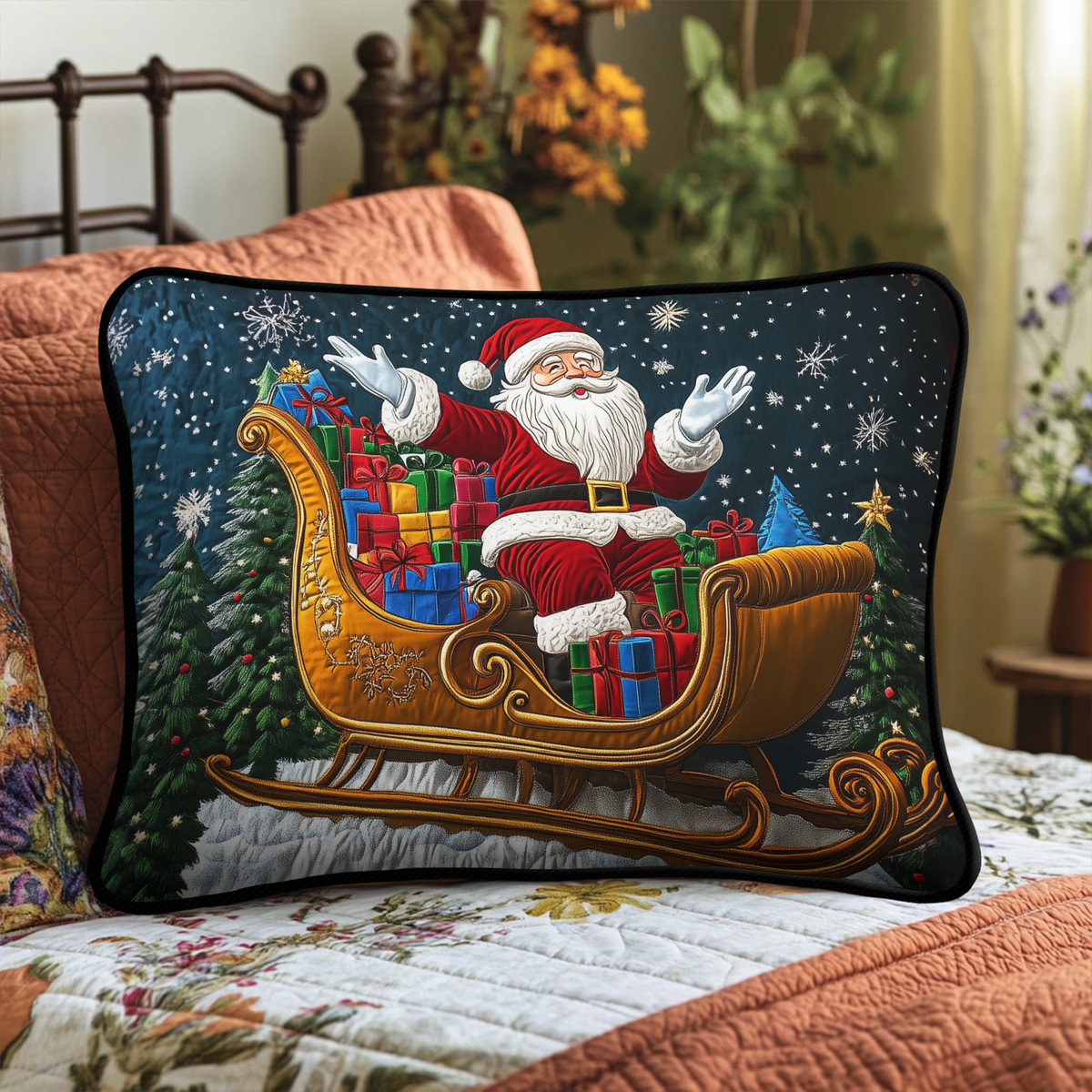 Santa Joy Quilted Bedding Pillow Case VTQ-Myprintsy