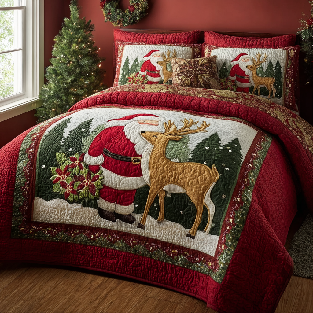 Santa Magic -Piece Quilted Bedding Set VTQ-Myprintsy