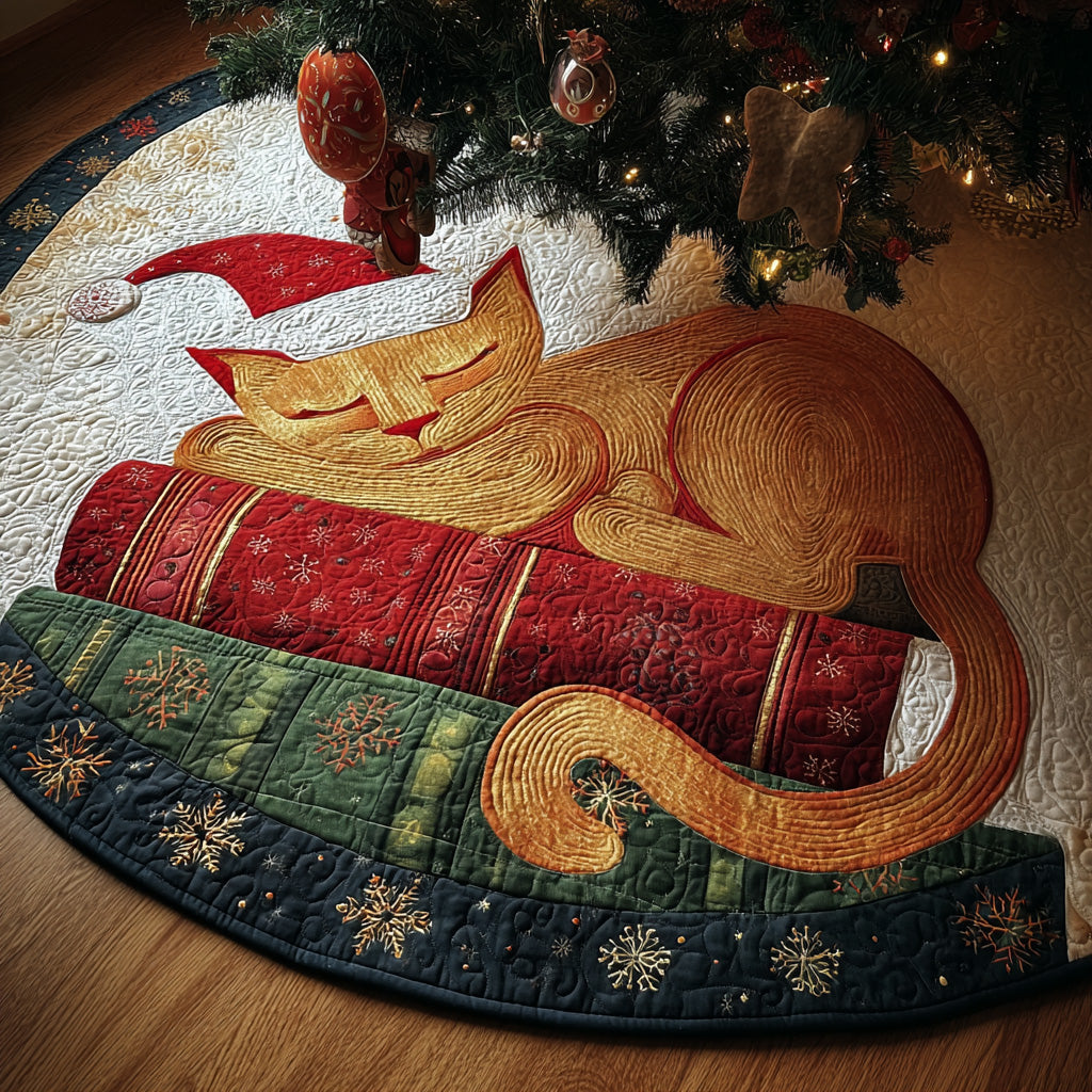 Santa Nap Christmas Quilted Tree Skirt-Myprintsy