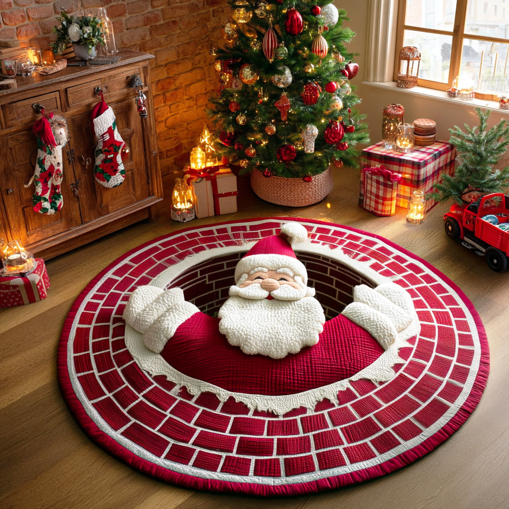 Santa Night Quilted Round Mat VTQ-Myprintsy