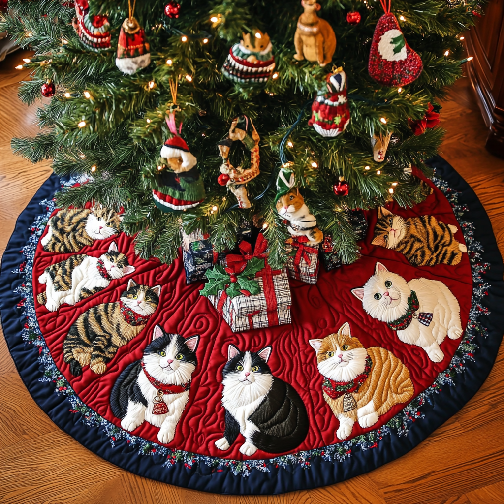 Santa Paws Magic Christmas Quilted Tree Skirt VTQ-Myprintsy