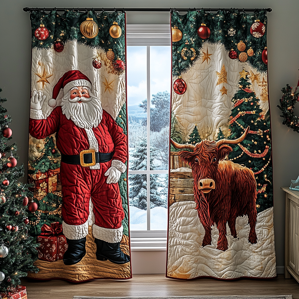 Santa Portrait Quilted Curtains VTQ-Myprintsy
