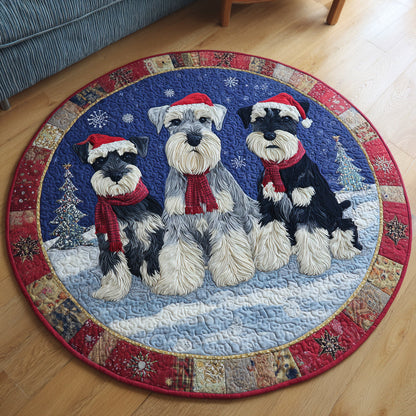 Santa Schnauzer Night Quilted Round Mat VTQ-Myprintsy