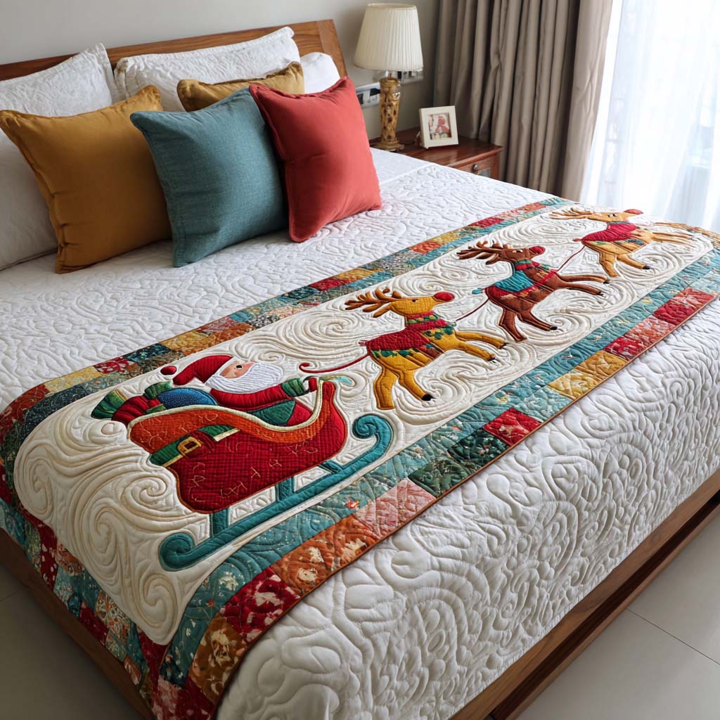 Santa Sleigh Quilted Bed Runner VTQ-Myprintsy